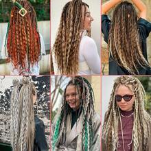 Blonde Mixed Dreadlock Extensions Set For Women - 24" Double Ended, 15pcs Curly Dreads With Loose Waves - Multicolor - View 6