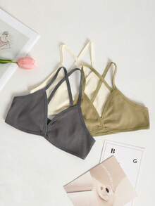 3 chiếc áo ống không đường may gợi cảm cho nữ, áo ngực cúp tam giác cổ chữ V sâu, áo vest bralette lưng chéo đẹp, nội y nữ cho mùa tựu trường - Nhiều màu - Xem 2