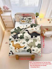1/2pcs Baby Dinosaur Pattern Reversible Bedding Set, Nursery/Daycare Set, Digital Printed Cute Pattern Duvet Cover And Pillowcase, Suitable For Infant, Toddler, Baby, Child - Multicolor - View 9