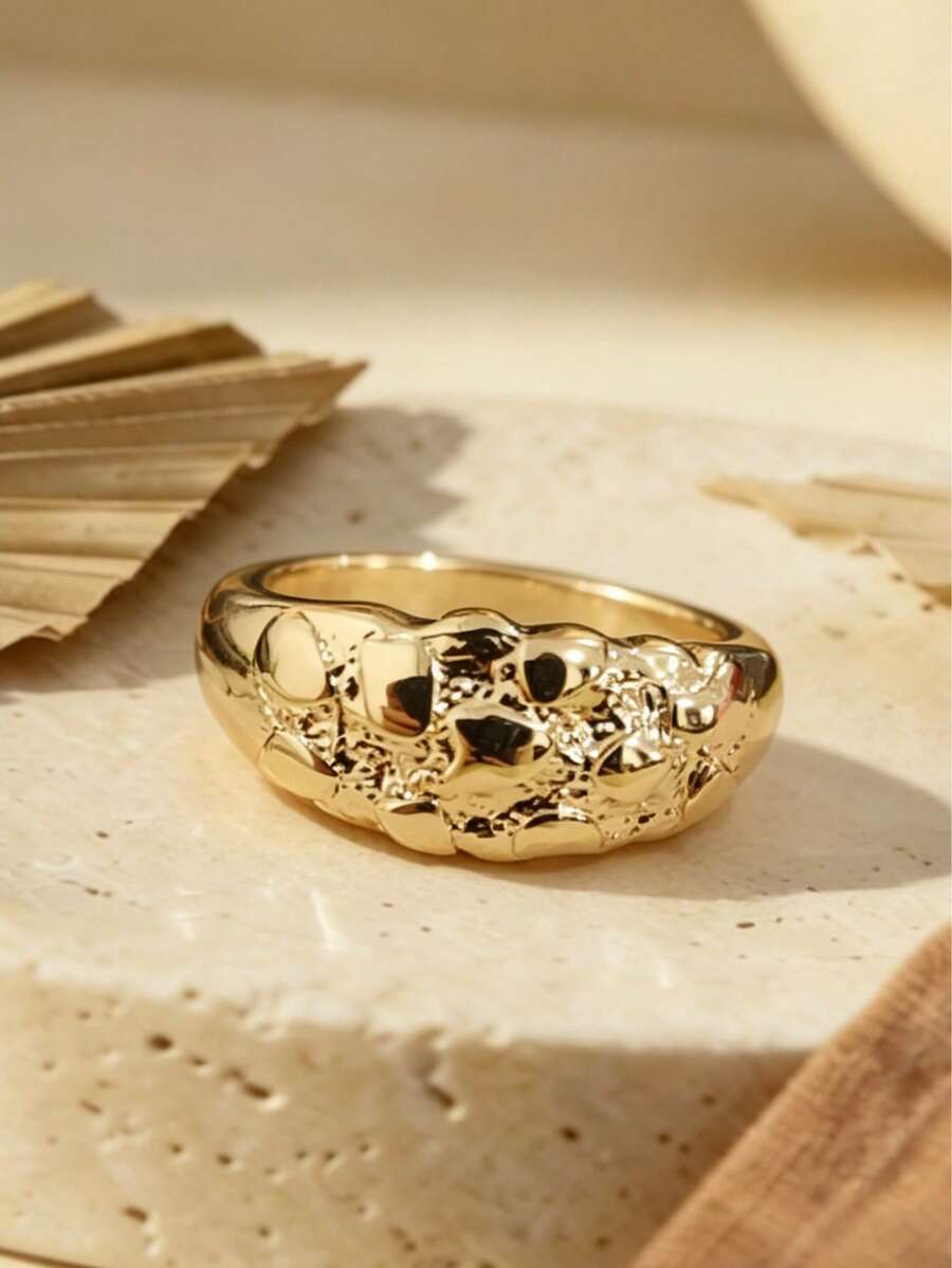 1pc Retro Fashion Minimalist Ring, Asymmetrical Bohemian Style Versatile Simple Ring