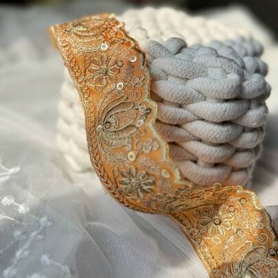 Heavy Metallic Thread Embroidered Lace, Multicolor Woven Trim, Garment Accessories