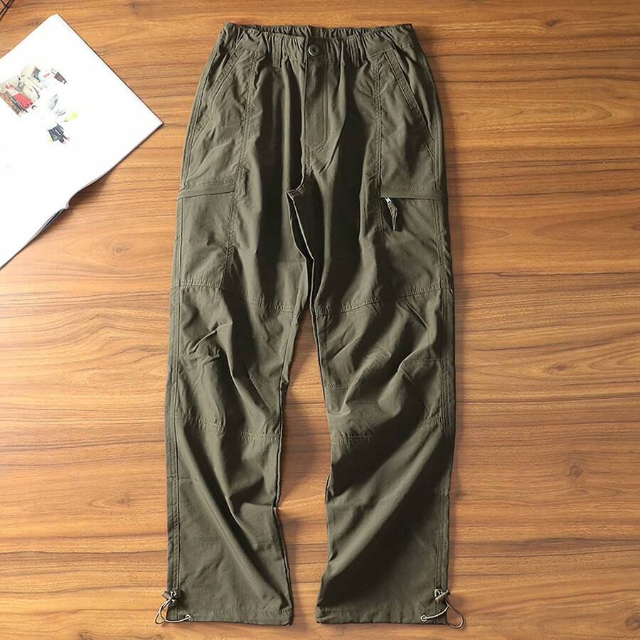 2026 Men's Work Trousers, Casual Straight Leg Loose Fit Trousers, Summer Hiking Trousers, Men's Sports Trousers - Army Green - View 1