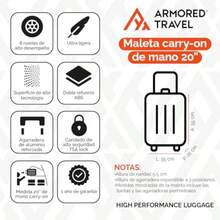 Maleta De Viaje Carry On 20" de Mano Cabina 10kg Rígida Doble Refuerzo Con * TSA Lock * Luggage suitcase Armored Travel - Palace - Beis - Ver 3