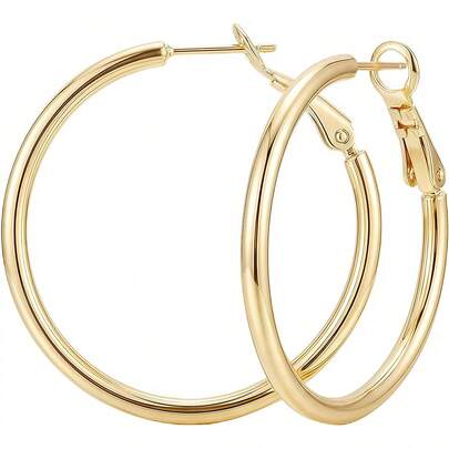 3 Pairs Of Large Round Gold Earrings For Women, 14K Gold-Plated Hypoallergenic Stainless Steel Earrings, Lightweight And Minimalist, A Stylish Round Stacked Jewelry Set For Women, Thick Round Earrings, "Golden Declaration" Earrings, Fashionable Accessories Suitable For Daily Casual Wear, Birthday Parties, And Gatherings-Perfect Gifts For Women (30/40/50mm Set)