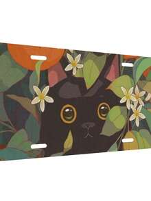 Cat Vintage Aluminum License Plate 6 X 12 Inch Metal Car Front License Plate Cover Car Decor Accessory Novelty Vanity Decoration Tag With 4 Holes Gift For Men Women - A - Xem 2