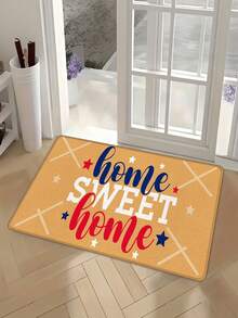 1pc American Country Style "Home Sweet Home" Welcome Mat, Independence Day Themed Rug, Entrance Mat, Living Room Carpet, Bedroom Carpet, Home Decor, Small Rug, Machine Washable Mat, Suitable For Living Room, Bedroom, Kitchen, Bathroom, Parties, Gatherings, Holidays, Gifts - Red, Blue and White Cozy Family-themed Floor Mat - View 7