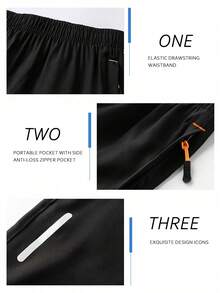 3pcs Men's High-Performance Casual Loose Quick-Dry Sports Shorts, With Reflective Strip, Pockets, Waist Drawstring, Soft And Lightweight Suitable For Outdoor Exercise - Multicolor - View 7