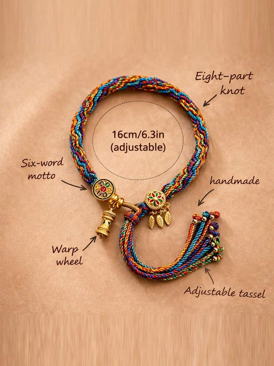 Adjustable Handmade Multi-Color Braided Rope Bracelet, Retro Bohemian Style, Comfortable For Daily Wear - Braided Bracelet - View 1