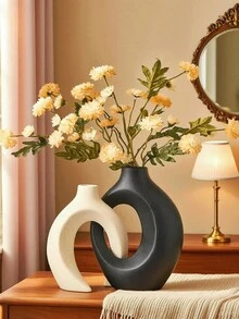 2件套花瓶 - 现代花环造型花瓶，简约创意风格装饰花瓶，适用于客厅、餐厅、办公室、玄关、书架、咖啡桌、书桌装饰，生日、毕业礼物及房间装饰。 - 精緻裝飾 - 查看 12