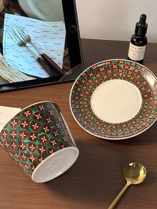Bộ tách và đĩa cà phê phong cách Bohemian, tách latte art, bộ trà chiều, tách sữa, nước ép và đồ uống lạnh, sử dụng hàng ngày, hoàn hảo làm quà tặng ngày lễ, sinh nhật, Ngày của Mẹ. - Nhiều màu - Xem 8