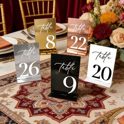 OUTANA Bảng số bàn bằng acrylic, kiểu dáng tối giản trang nhã, trong suốt và bền chắc, phù hợp làm thẻ số chỗ ngồi đám cưới, bảng hiệu sự kiện, giá đỡ thực đơn nhà hàng, đám cưới, tiệc chiêu đãi, bảng lễ tân khách sạn, đa năng.