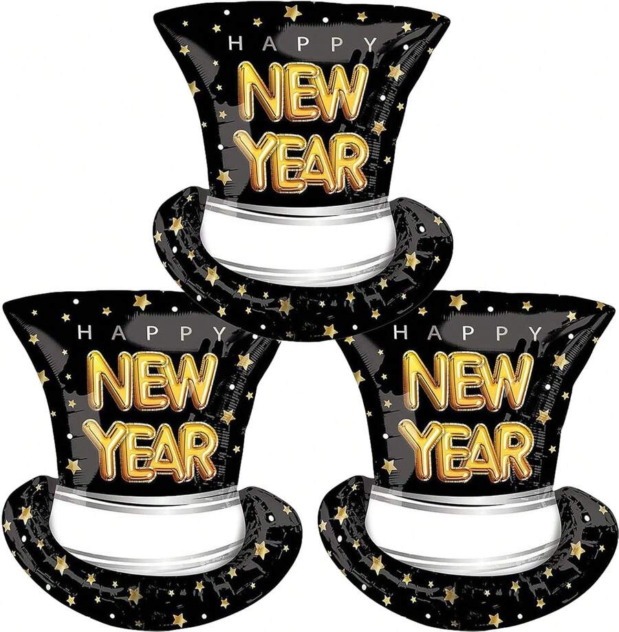 Globos de Año Nuevo, globos de sombrero negro, globos de Nye para decoración de Año Nuevo, suministros de fiesta de Año Nuevo, decoración de Navidad, decoraciones de fiesta, juegos de globo, 3 piezas - Gradiente de calavera de Halloween - Ver 1