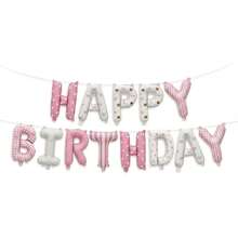 Bandera de globo de feliz cumpleaños, globos de letras con estampado rosa y blanco, decoración de fiesta de cumpleaños para eventos de celebración - Azul - Ver 1
