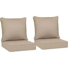 Outsunny Outdoor Chair Cushions Set Of 2/4, Fade Resistant, 24 X 24 In Deep Seat, Patio Cushions For Chair, Sofa, And Outdoor Furniture, Gray - 淺褐色的 - 查看 13
