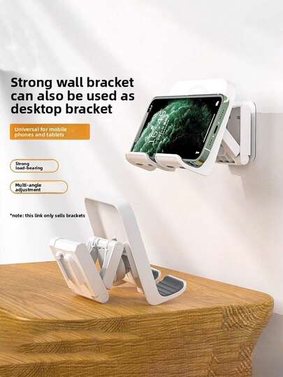 Giá đỡ điện thoại và máy tính bảng gắn tường không cần đục lỗ, giá đỡ điện thoại phòng tắm và tiện dụng, giá đựng điều khiển từ xa, kệ phòng tắm, kệ tiện ích, giá đỡ xoay để bàn và đầu giường, vật trang trí gắn tường nhà bếp, giá đỡ điện thoại đa chức năng có keo dán phù hợp cho nhà bếp, phòng tập thể dục, nhà kho.