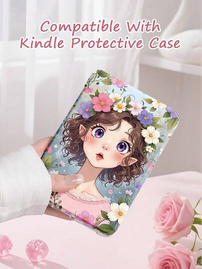 Ốp bảo vệ Kindle hình cô gái anime đội vòng hoa, mềm mại, nhẹ, chống sốc, có chức năng từ tính tự động bật/tắt màn hình. Phù hợp với Kindle Paperwhite 11/Kindle Paperwhite thế hệ thứ 12 năm 2024 và các mẫu khác, lý tưởng cho du lịch hoặc đọc sách trước khi ngủ. Món quà lãng mạn, quà tặng tựu trường, quà kỷ niệm.