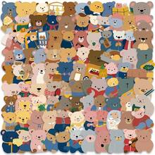 100 piezas Estilos Ins Lindos dibujos animados pequeños osos marrones para casco, bicicleta, cuenta de mano, estuche de lápices, calcomanías, pegatinas, suministros de scrapbooking - 100 piezas - Ver 9