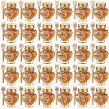 Bộ 6/16/32 hũ mật ong mini hình trái tim 60ml, kèm que khuấy, dây gai, mặt dây chuyền hình ong và thiệp cảm ơn, thích hợp làm quà tặng đám cưới. - Xem 1