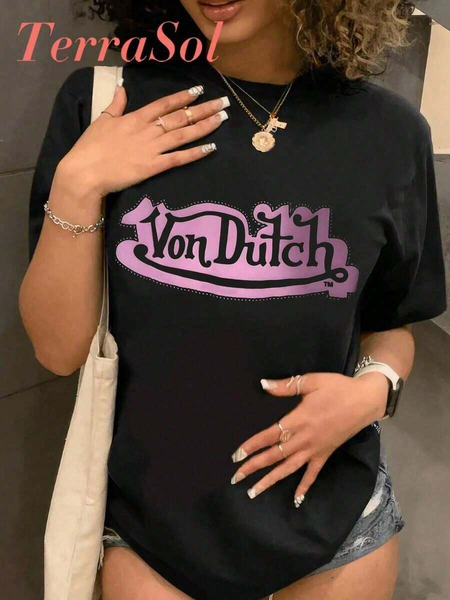 DUTCH Women's Casual Pure Cotton T-Shirt For Easter And St. Patrick's Day, Featuring A Simple And Cute Graphic Print, Round Neck, Short Sleeves, Summer Street Style, And A Surprise Gift For Family And Friends. Women's T-Shirts Tops Summer - 風格 - 查看 1