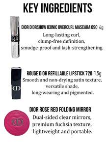 Dior Makeup Gift Set, Mascara 0 Black (4g Sample) + Dior Lipstick 720 Rosewood (1.5g Sample) + Rose Gold Folding Mirror, Suitable For Personal Use And Gifting - Dior Makeup Set - View 4
