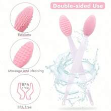 10pcs Mixed Color Jar Lip Brush Set, Double-Sided Silicone Lip Scrub Brush Soft Cleaning Face Cleansing Applicator, Lip Care Tool - Multicolor - View 6