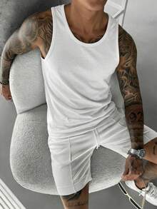 GRDR Men's Summer Casual Sleeveless Round Neck Tank Top - White - View 3