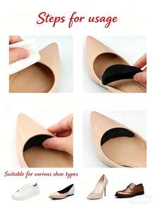 Insertos para puntera de zapato súper suaves, almohadillas de media talla de esponja, agarres de talón para mocasines de tacón alto, almohadillas frontales ajustables de protección de puntera y antifricción - Negro - Ver 5