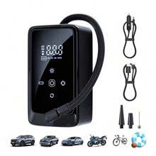 Air Compressor And Inflator Portable Tire Pump 140 PSI Car Air Pump, Digital Tire Inflator, Suitable For Cars/Motorcycles/Bicycles/Ball/Inflatable Mattresses, Road Trip Tool With LED Light, 1300mAh/DC12V.There Is A Link To Sell Only Storage Bags - Black 2 - View 10