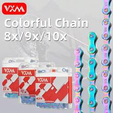 VXM 山地自行车彩色电镀链条，兼容 10/11/9/12/8 速变速器，30/27 节，通用魔术扣 - 彩色 - 查看 5