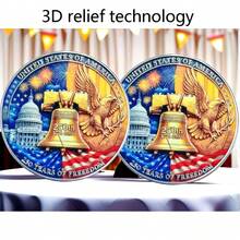 250th Anniversary Commemorative Coin Replica, July 4th Independence Day Challenge Coin Collection Set, Comes With Plastic Box, Detailed American Flag Print, Durable, Military Enthusiast Gift, History Buff Exclusive, Patriotic Military Collectible, Collector's Commemorative Medal - A - View 6