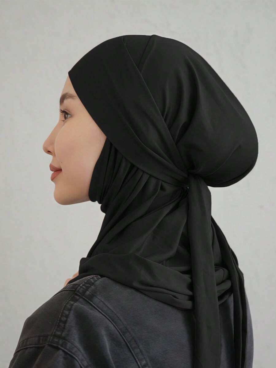 1pc Women's Solid Color Balaclava Headwear, Elastic Multifunctional Headband Scarf Turban, 3 Wearing Methods, Breathable Comfortable Sweatband For Daily Life, Sports, Yoga, Fitness And Fashion,Beach,Holiday,Accsesories,Travel Essential