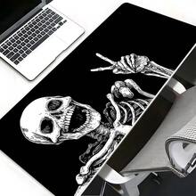 1pc XXL Extended Rock Skull Mouse Pad, Black And White Hand-Painted Large Desk Mat, Oversized Skull Gaming Mouse Pad For Laptop, Computer And Keyboard, Waterproof Surface And Non-Slip Rubber Base, Washable, Suitable For Punk Fans, Gamers, Students, Birthday Gift, Combines Style And Functionality - View 1