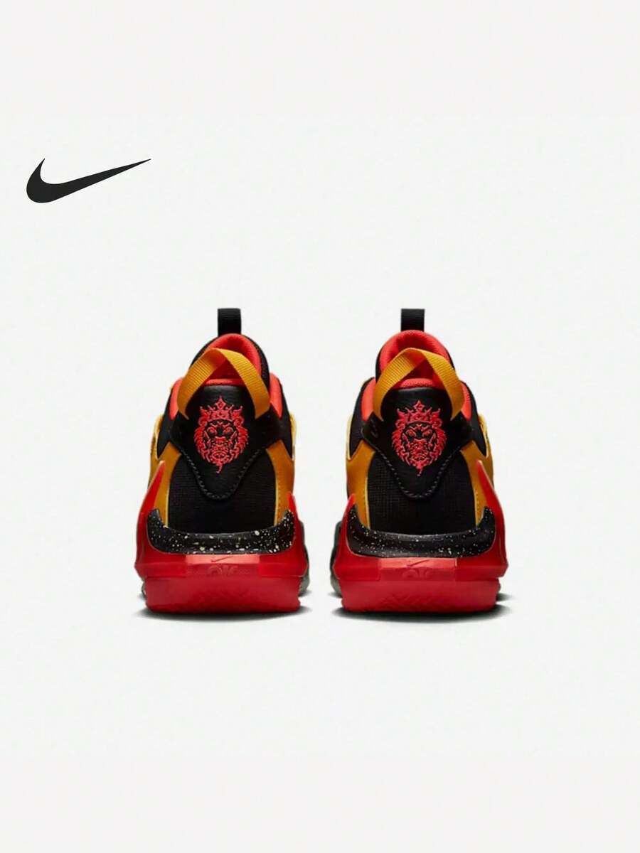 Nike 新款 GS 儿童缓震回弹系带篮球鞋 - 黑色/黃色/紅色 - 查看 1