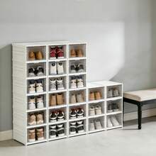 Caja Transparente para Zapatos Engrosada y Plegable Organizador de Zapatillas de 6 Capas/3 Capas Apilable a Prueba de Polvo Estante para Zapatos de Alta Altura - Ver 3