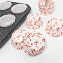 Giấy lót bánh cupcake, cốc giấy nướng bánh chống dính hình nơ, cốc giấy nướng bánh, tấm lót bánh, dụng cụ làm bánh - Cây cung - Xem 2