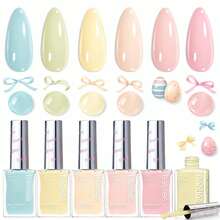 Beetles 6 Colors Pistachio Whispers Pastel Spring Nail Polish Set, Quick Dry, Long Lasting Manicure, Salon & DIY Home Use, Easter Nail Art Gift For Her - 6 Màu Pistachio Whispers - Xem 1