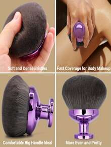 1 pieza Brocha de maquillaje autobronceadora extra grande, brocha de maquillaje corporal suave para mezclar, difuminar, aplicar autobronceador, polvo, loción, crema en la cara, espalda, piernas, con mango largo - Multicolor - Ver 5