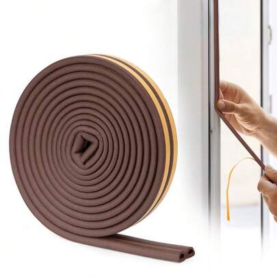 D-Type Weather Stripping - Door & Window Seal - Strong Adhesive Backing - Soundproofing & Weatherproof - 10 Meters (9 X 7.5 )