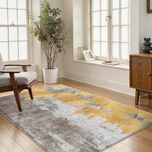 The Floor Mat Features A Simple Design With Gray And Mustard Yellow Stripes, Suitable For The Entryway, Bedroom, And Living Room, And Is Available In Large Sizes, Deer Home Decor - 1PC - View 3