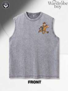 Disney Men's Washed Cotton Sleeveless Printed Vest, Toy Story Pattern Printed Vest, Suitable For Both Men And Women, High-Quality Pure Cotton Vest, Suitable For All Seasons, Comfortable And Breathable | Exquisite Design | The Best Choice For Gift Giving - 灰色 - 查看 3