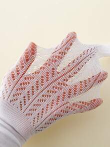 1 chiếc quần tất mỏng ôm sát, thoáng khí, họa tiết trái tim dễ thương cho bé gái, thích hợp phối cùng quần tất lưới kiểu Lolita, mùa xuân/hè. - trắng - Xem 8