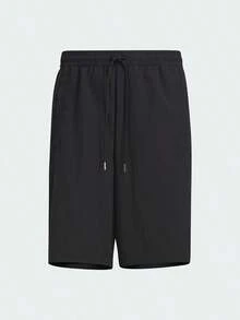 Adidas SHORTS Pantalones cortos deportivos holgados para entrenamiento de fitness versátiles de verano ligeros para hombres cómodos de tela tejida de pierna recta IN1046 - Negro - Ver 1