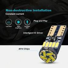 10个T10 W5W Canbus灯泡，194颗LED 4014 SMD贴片灯珠，白色无故障，适用于汽车楔形内饰灯、顶灯、阅读灯、后备箱灯，12V - 兩面T10 - 查看 3