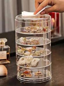 Say Goodbye To Cluttered Jewelry! This Rotating Jewelry Organizer Is Incredibly Practical! Made Of High-Transparency Acrylic, It's Clear, And Dustproof, Making Your Jewelry Easy To See At A Glance. - Multicolor - View 5