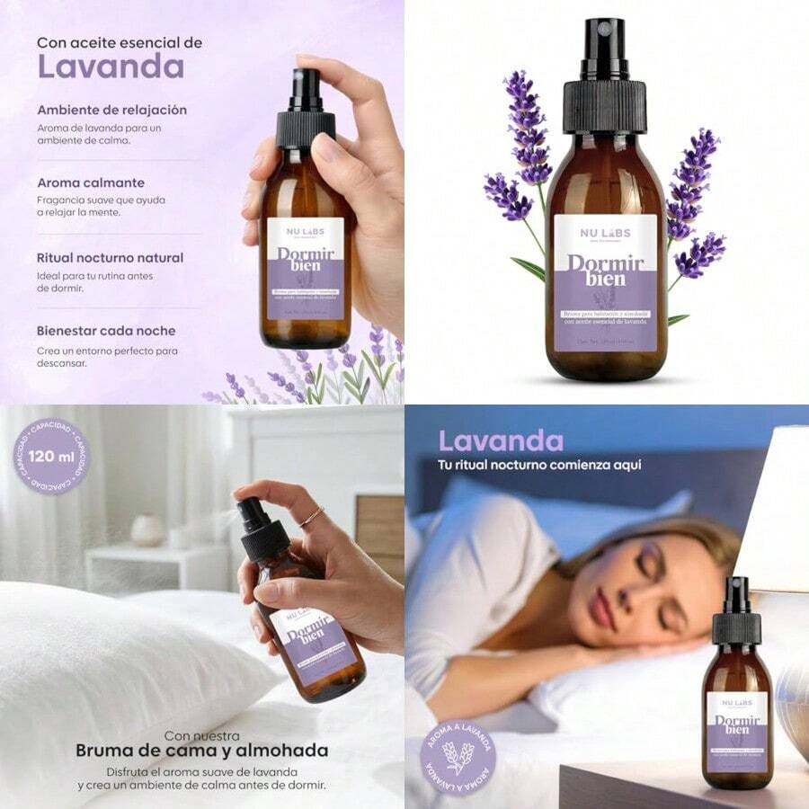 Bruma para Almohada y Cama Aroma Lavanda 120 ml Spray Aromático con Extractos Naturales para Recámara Sábanas y Textiles Pillow Mist - Lavanda - Ver 1