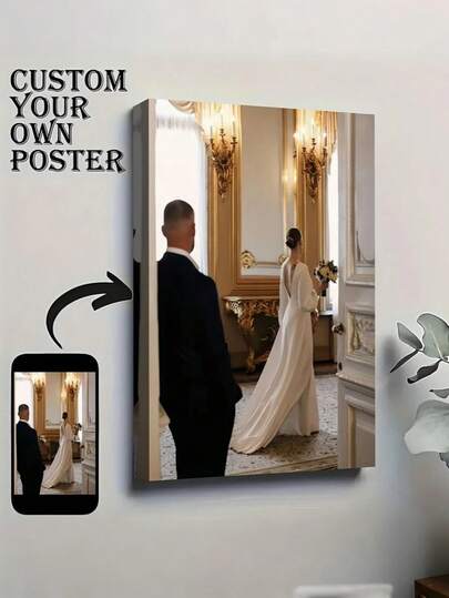 Custom Photo Canvas Print - Personalized Picture Wall Art With Your Own Photo/Text/Logo, Wrap-Around Wood Frame, Modern Bohemian/Art Deco Style Picture For Wedding, Anniversary Gift, Outdoor Decor - Upload Your Own Image