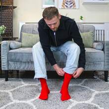 Sock Snob Sock Snob - 6 Pairs Multipack Mens Ribbed Dress Socks | Breathable Crew Cotton Socks - Red - View 4