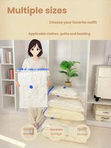10个高品质真空密封透明压缩收纳袋，适用于旅行必备品、衣物、床上用品等。便携式设计，包含电动压缩袋和气泵。 - 彩色 - 查看 9
