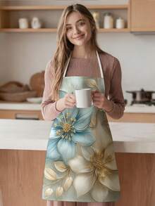 1pc, Flowers Pattern Polyester Apron, Suitable For Cooking, Baking, And Gardening - Can Be Used As Attire For The Kitchen And Dining. - Multicolor - View 6