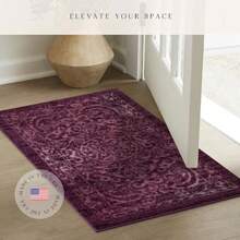 Maples Rugs Pelham - Alfombra de Cocina Vintage Antideslizante [Fabricada en Estados Unidos] 1 pies 8 x 2 pies 10 Color Vino - Rectangular de 210 x 18 - Ver 4